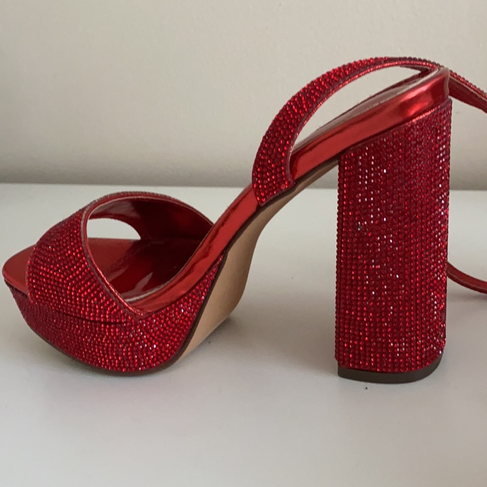 Platform heels with red sparkles